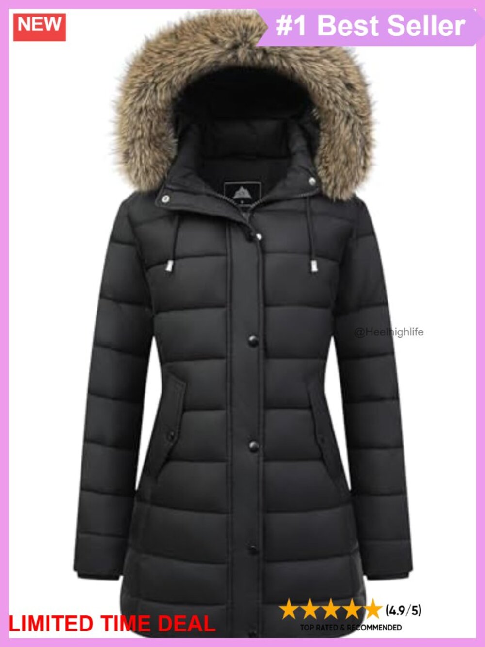 Women's Thickened Down Puffer Coat Long Hooded Winter Jacket